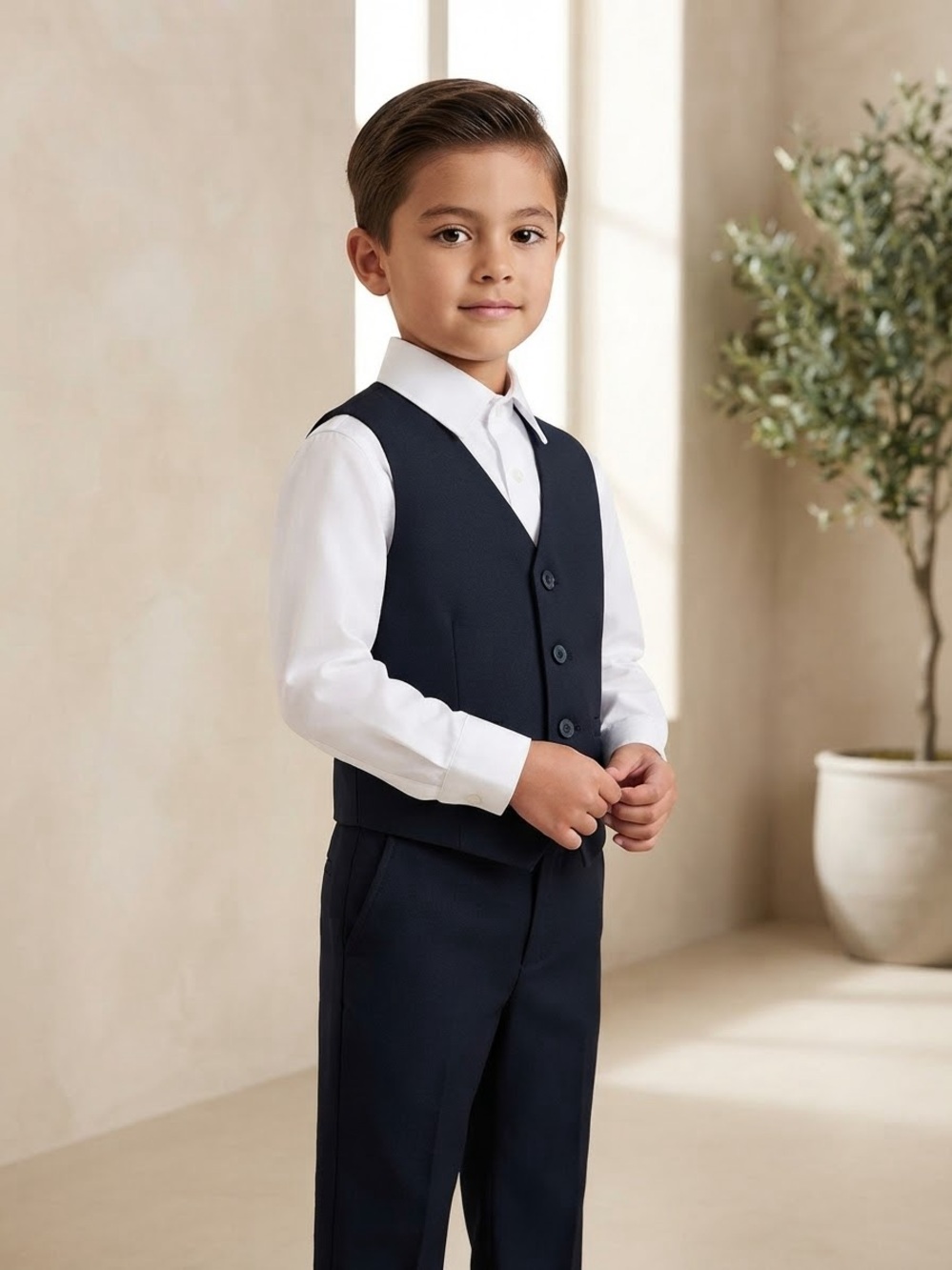 Take 50% OFF- Van Heusen Boys 2pcs Vest and Dress Pants - Size-5